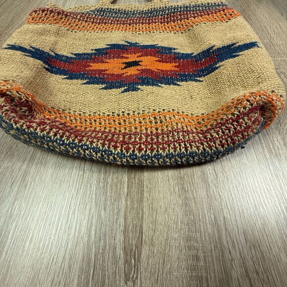 Chloe & Lex Jute Tote Bag Aztec Southwestern Pattern 19 x 19" Snap Closure Boho - Picture 3 of 14